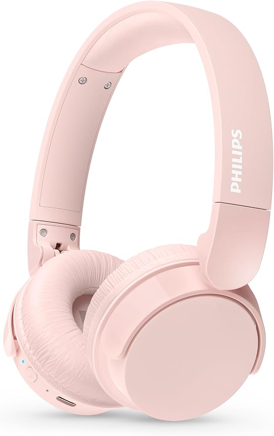 PHILIPS TAH4209PK Lightweight On Ear draadloze Bluetooth Headphones met Passive Noise Isolation - 55 uur afspeeltijd, natuurlijk geluid, heldere gesprekken, Dynamic Bass, 2 uur USB-laden - Roze