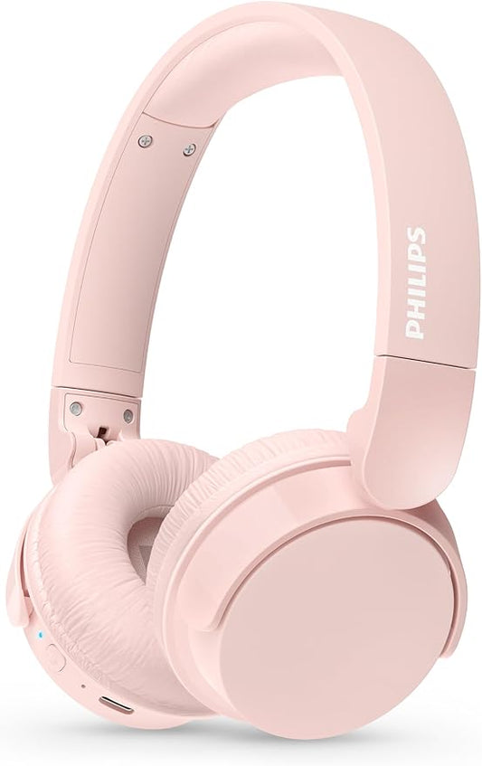 PHILIPS TAH4209PK Lightweight On Ear draadloze Bluetooth Headphones met Passive Noise Isolation - 55 uur afspeeltijd, natuurlijk geluid, heldere gesprekken, Dynamic Bass, 2 uur USB-laden - Roze