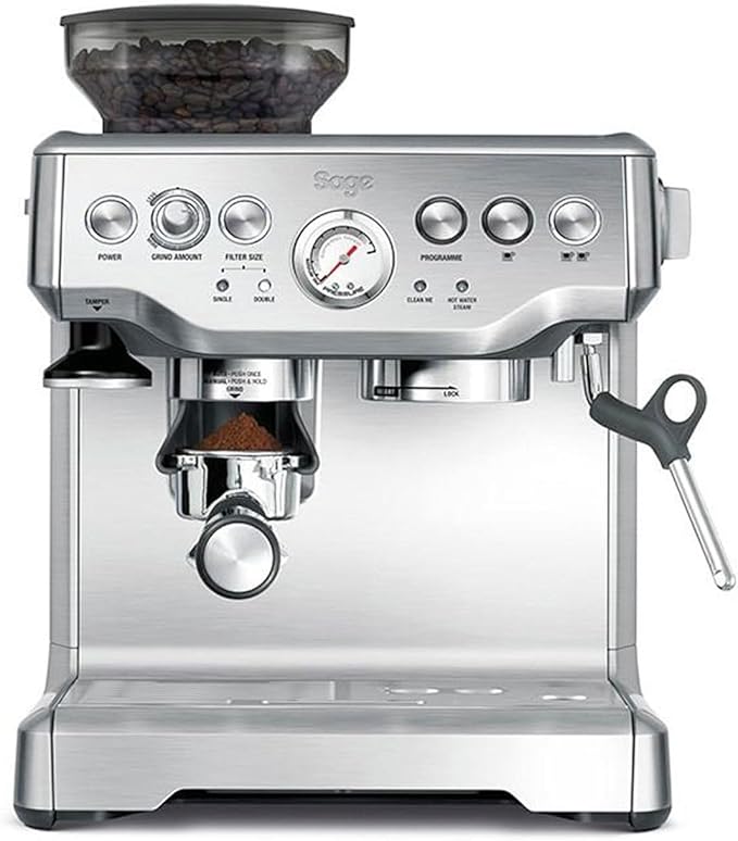 Sage - The Barista Express - Espressomachine met Handmatige Melkopschuimer en Koffiemolen - Automatisch Malen, Instelbaar Melkschuim - Geborsteld Roestvrij Staal, Melkkan met Temperatuurregeling