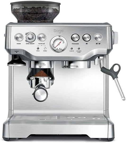 Sage - The Barista Express - Espressomachine met Handmatige Melkopschuimer en Koffiemolen - Automatisch Malen, Instelbaar Melkschuim - Geborsteld Roestvrij Staal, Melkkan met Temperatuurregeling