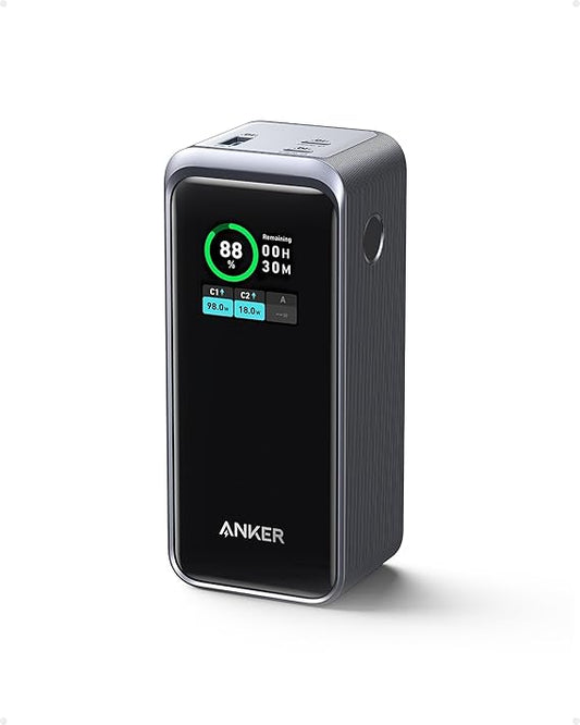 Anker Prime Powerbank, 72wh externe accu met 200 W vermogen, digitaal display, 2 x USB-C en 1 x USB-A-poort, compatibel met iPhone 14/13-serie, Samsung, MacBook, Dell, en meer