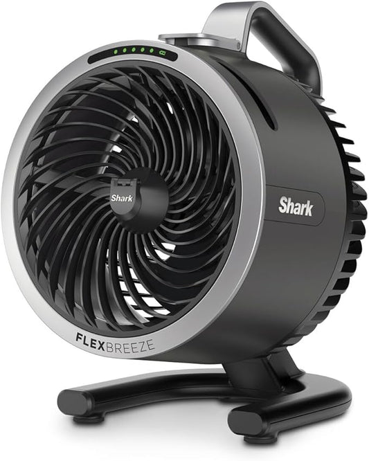 Shark FlexBreeze HydroGo, krachtige draagbare ventilator met verneveling, koeling binnen en buiten, stil en duurzaam, snoerloos, compact en lichtgewicht, luchtstroom tot 20 m, houtskool FA050EU