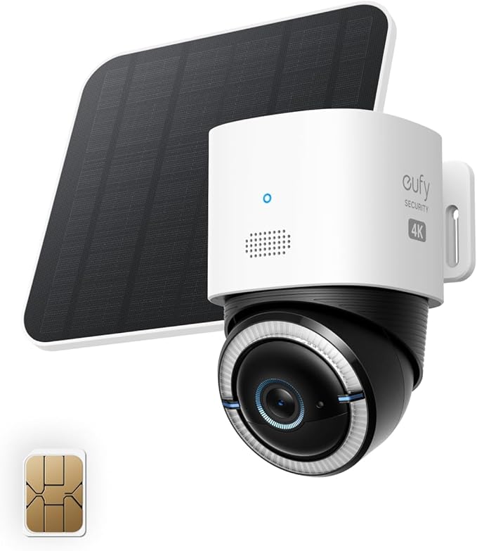 eufy 4G LTE PTZ Camera, 4K UHD beveiligingscamera met wifi, 360° pan-tilt, draadloos, zonne-energie, AI persoons/voertuig tracking, incl. simkaart
