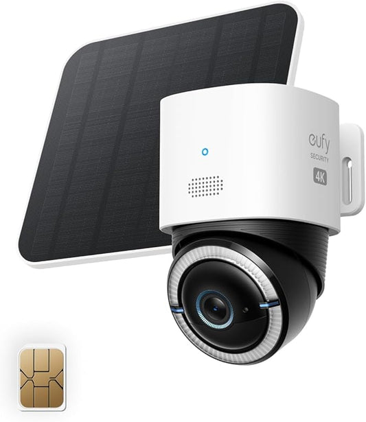 eufy 4G LTE PTZ Camera, 4K UHD beveiligingscamera met wifi, 360° pan-tilt, draadloos, zonne-energie, AI persoons/voertuig tracking, incl. simkaart
