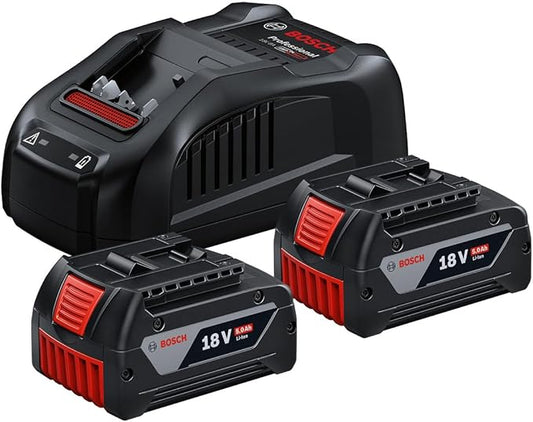 Bosch Professional 18V System accu-starterset (2x 5,0 Ah accu, snellader, in kartonnen doos)