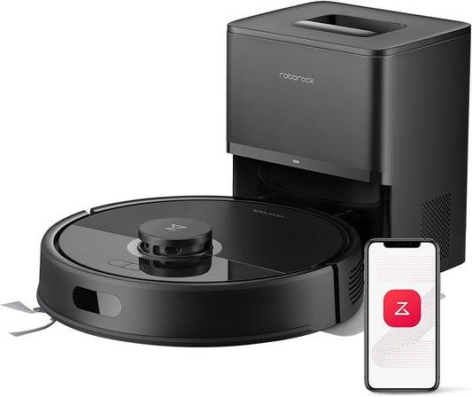 roborock Q7 L5+ Robotstofzuiger met Automatische Stofafvoer, Dubbel Anti-Tangle Systeem, 8000 Pa Zuigkracht, Elektronische Watertank, LiDAR-Navigatie, Ideaal voor Tapijten en Dierenharen (Zwart)
