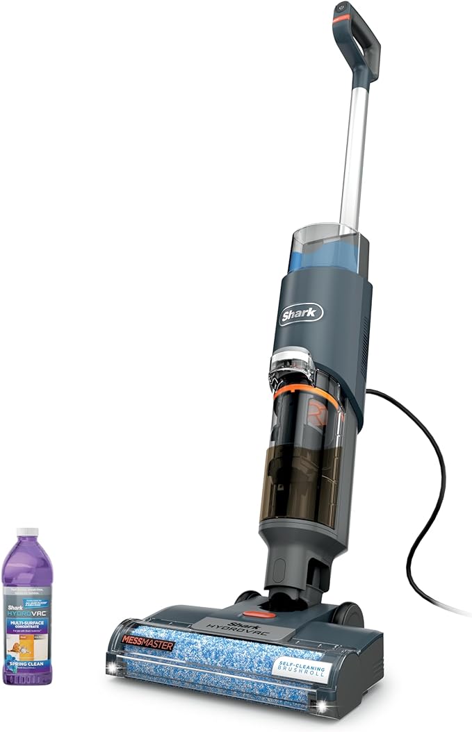 SHARK Corded 3-in-1 Vac MessMaster Vac Stofzuigermop en zelfreiniging, met 3-in-1 kabel, voor harde vloeren en tapijten in het bereik, WD161, kunststof, marineblauw