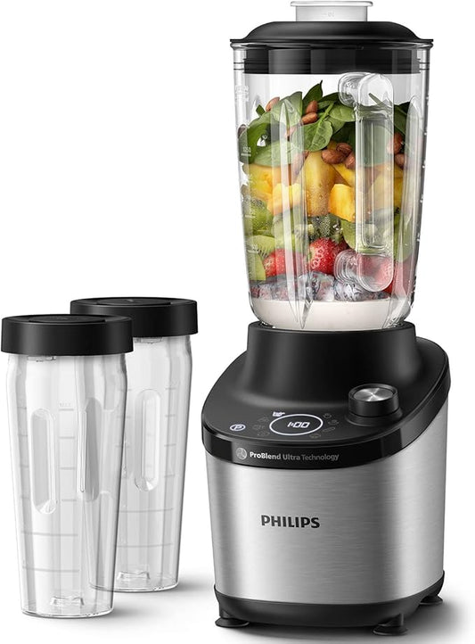 Philips 7000-serie High-speed blender - 1500 watt, 2 liter, ProBlend Ultra-technologie, Quick Select-programma's, HomeID-recepten, Quick Clean-functie, Inclusief 2 Tritan bekers (HR3760/10)