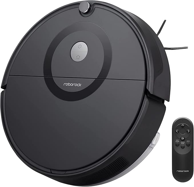 Roborock E5 Zuig- en dweilrobot met afstandsbediening en app-spraakherkenning (2500 Pa zuigvermogen, 200 min accuduur, 640 ml stofreservoir, 180 ml watertank, gyroscoop-sensor-routesysteem), zwart