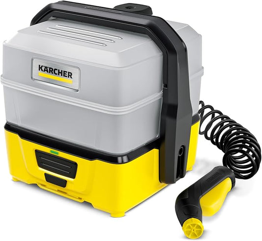 Kärcher OC 3 Plus drukreiniger, lage druk, lithium-ion accubatterij, wateropbrengst: 2 l/u, gewicht: 2,3 kg, waterreservoir: 7 l, spiraalslang: 2,8 m, vlakstraalsproeier