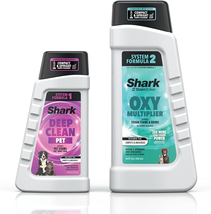 Shark StainStriker Pet Bundle voor alle StainStriker draagbare tapijtreinigers, inclusief 947 ml OXY Multiplier-formule en 453 ml Deep Clean Pet formule, PXCPBUNDLE