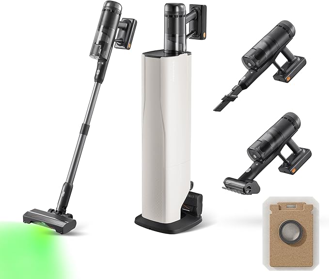 roborock H60 Hub Ultra draadloze stofzuiger met 3 liter auto-empty station, laadstation, 90 min. afneembare accu, 210 AW zuigvermogen voor grof vuil en dierenharen, anti-klitborstel voor de vloer