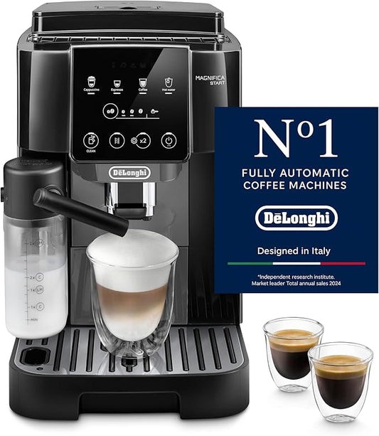 De'Longhi Magnifica Start ECAM222.60.BG Volautomatische koffiemachine, versgemalen bonen, automatische melkopschuimer voor cappuccini, 4 drankjes One Touch, programmeerbare uitschakeling, grijs