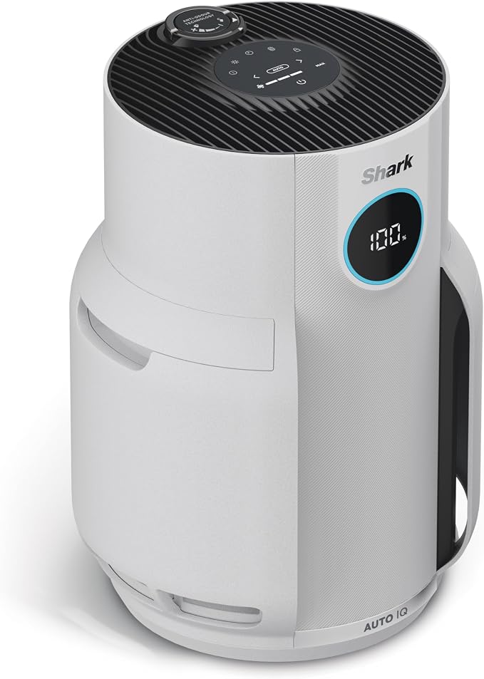 Shark NeverChange tot 5 jaar lang Luchtreiniger voor Thuis, Slaapkamer, Ruimtedekking 60m², 5-Jaar HEPA Filter Vangt 99,97% van Allergenen, Pollen, Huisdierschilfers, Stil, LED-Display, Wit HP150EU
