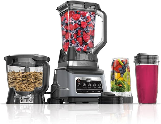 Ninja BN801 Professional Plus Keukensysteem, 1400 WP, 5 functies voor smoothies, hakken, deeg en meer met Auto IQ, 78 oz. Blender Pitcher, 60 oz. Processorkom, (2) 24 oz. To-Go Cups, Grijs