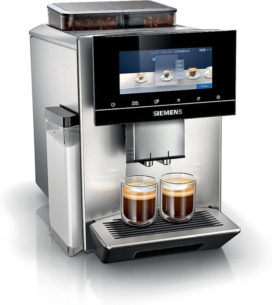 SIEMENS TQ907D03 Volautomatische koffiemachine EQ.900, 2-bonen-container, HomeConnect, 6,8 inch (6,8 inch) full-touch display, stille bereiding, roestvrij staal