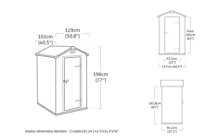 Keter Manor 4x3 Garden Shed - Grey (1.2 x 1m)
