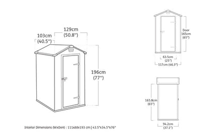 Keter Manor 4x3 Garden Shed - Grey (1.2 x 1m)